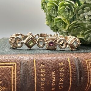 Elegant Sterling  Bracelet with Semi Precious Gems